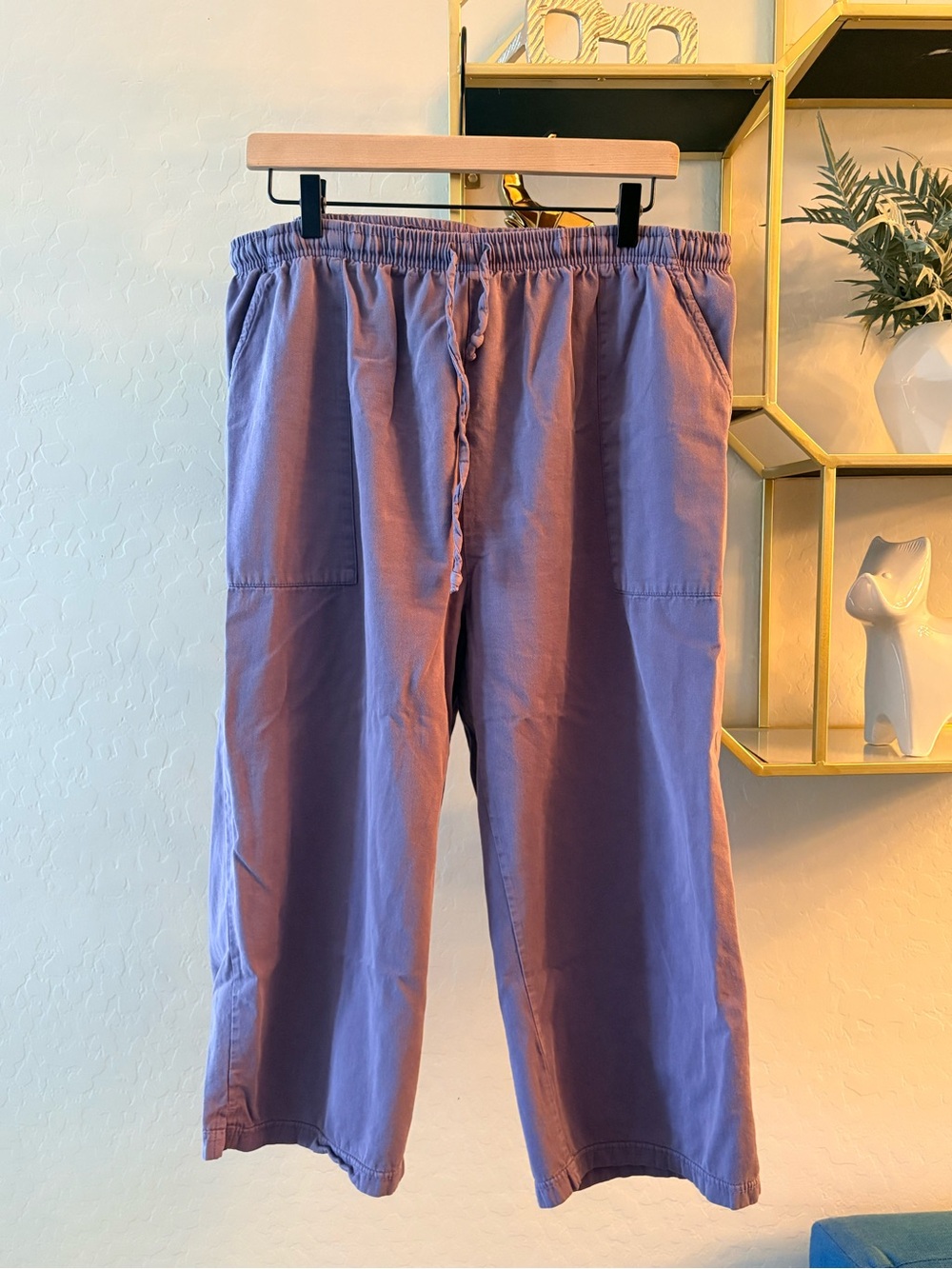 Vintage Northern Reflections Casual Elastic Waist Lavender Crop Grandma Pants L